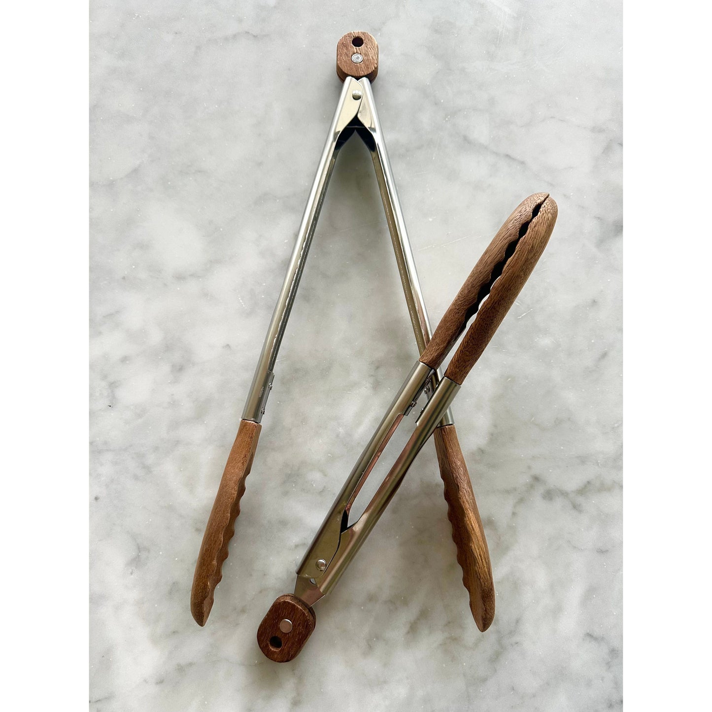 Carmel Acacia Wood Kitchen Tongs Set with Stainless Steel Handles