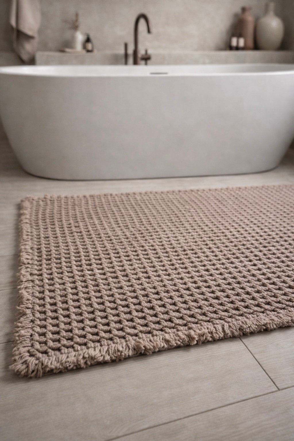 Siena Handwoven Bath Mat With Soft Textured Waffle Weave