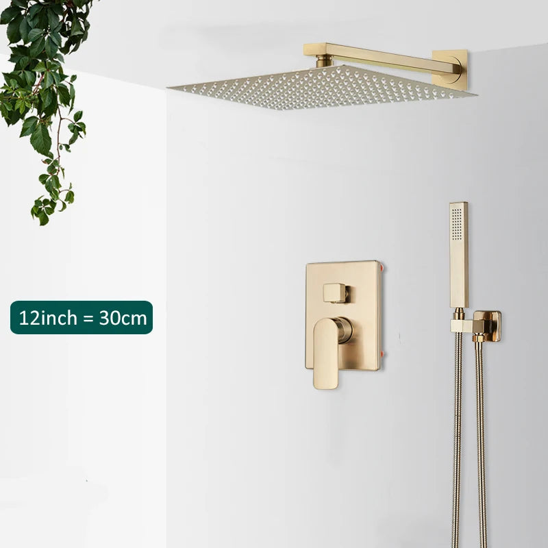 Quyanre Concealed In Wall Shower System With Rain Shower