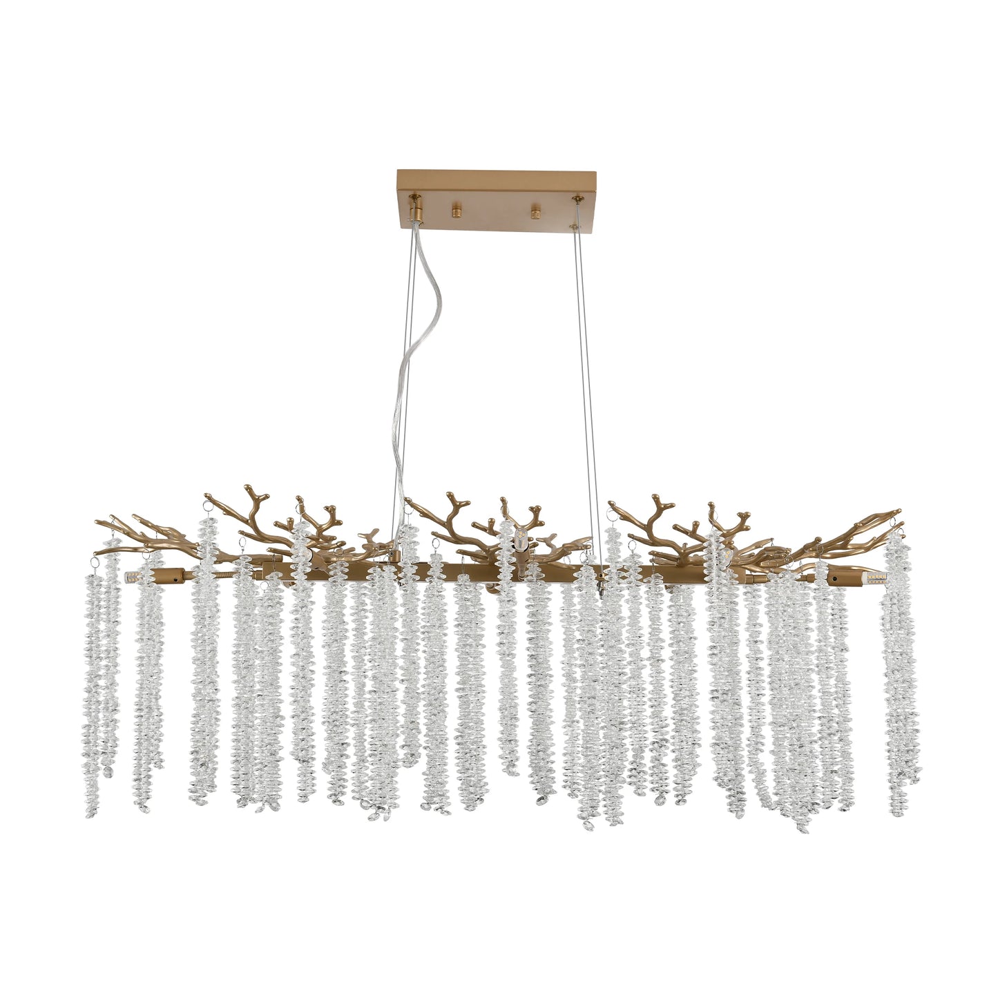 Chandelier With Cascading Crystal Strings for Living Room Semiflush Mount