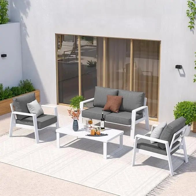 Aluminum Outdoor Patio Furniture Set Sectional With Coffee Table