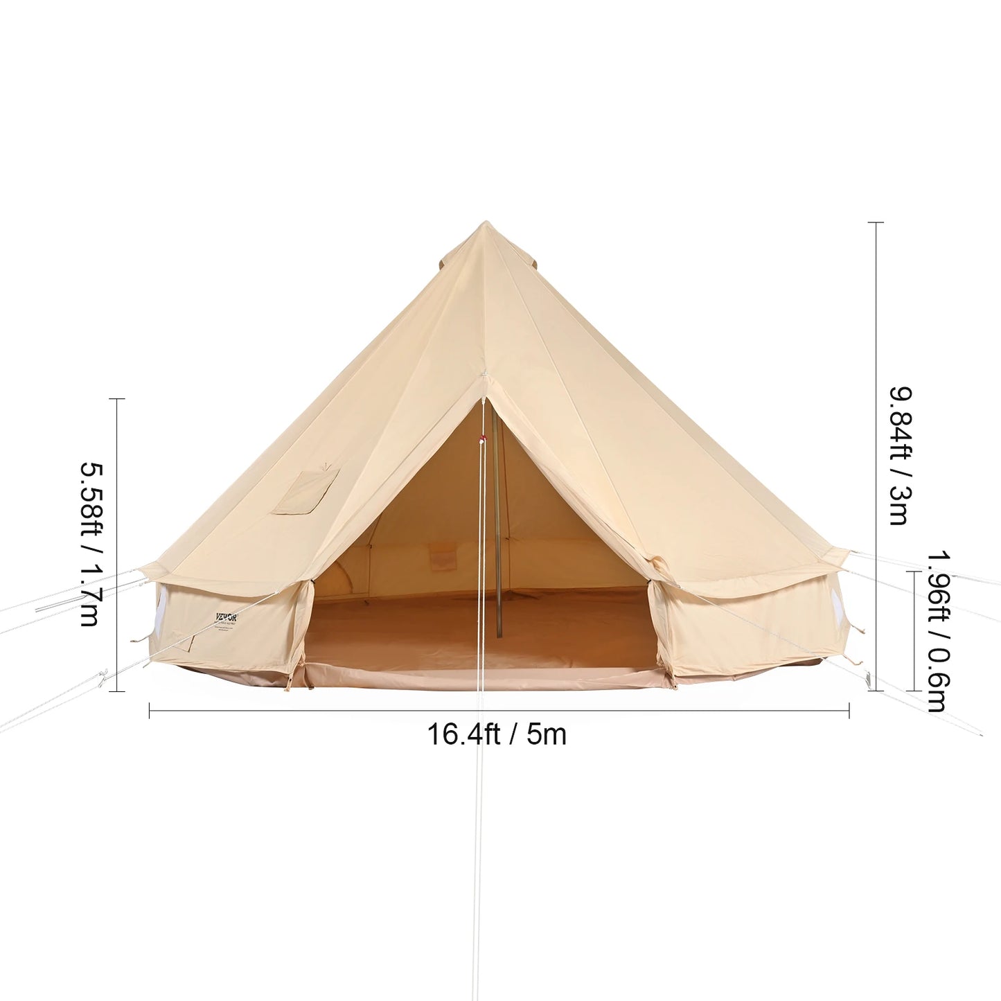 SucceBuy Canvas Bell Tent For Camping With Stove Breathable Design