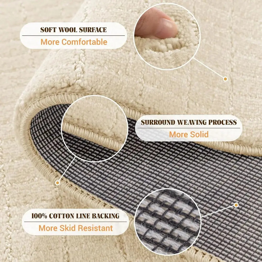 Noned Wool Rug With Anti-Slip Backing