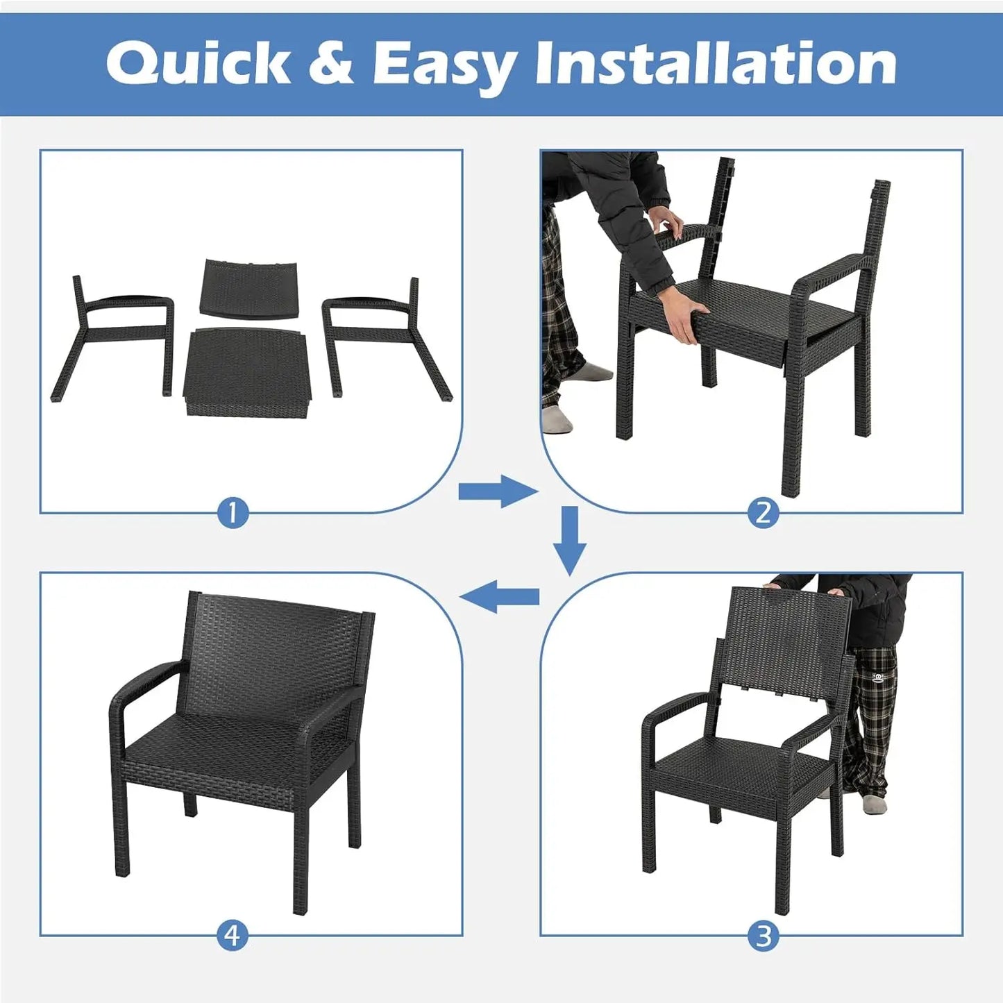 Patio Furniture Set 3 Piece Outdoor Wicker Conversation Set