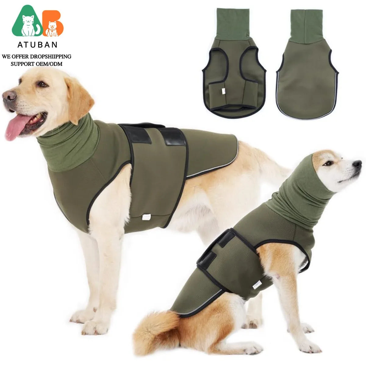 ATUBAN Dog Anxiety Vest Coat For Vet Visits And Thunder
