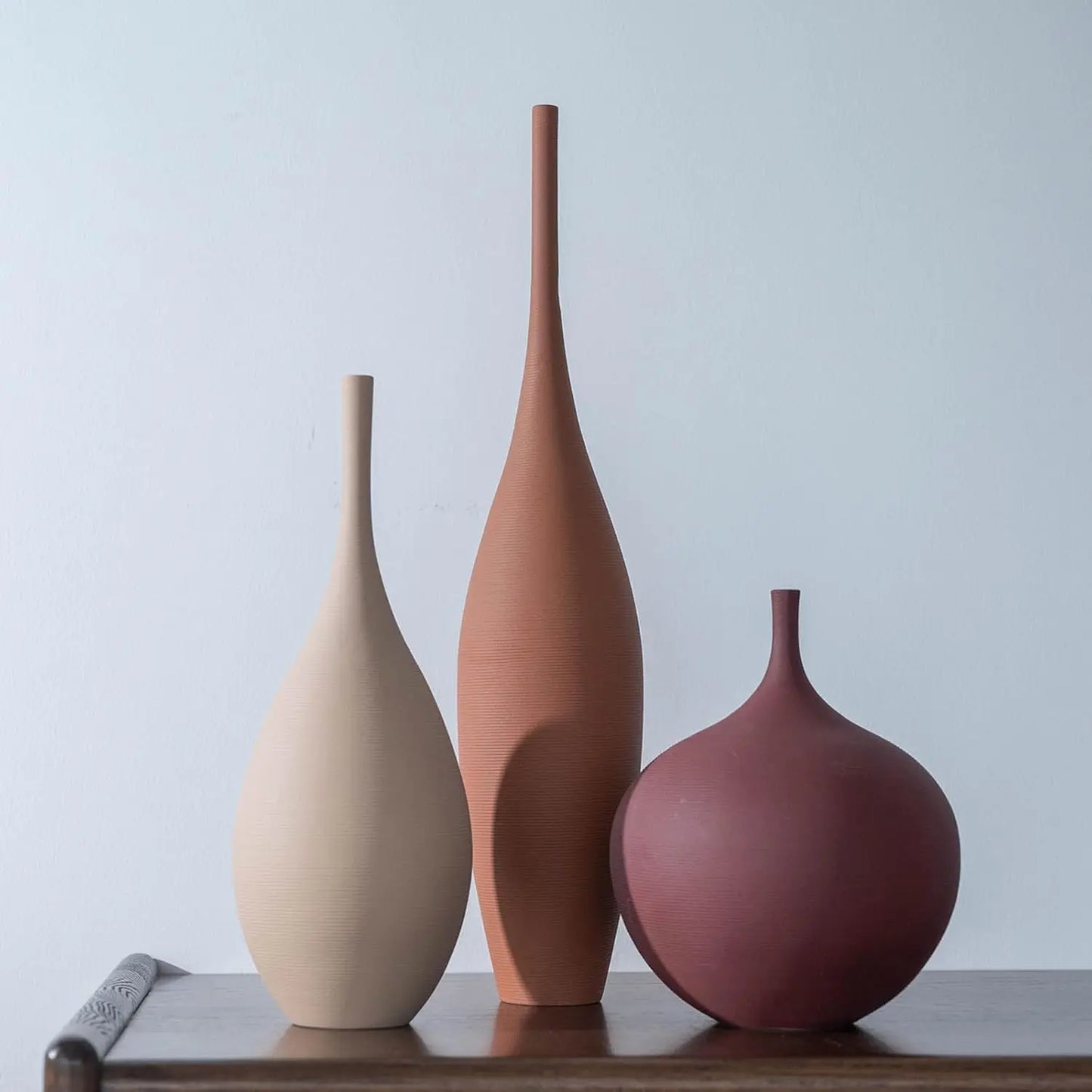 Set of 3 Modern Ceramic Vases Farmhouse Minimalist Centerpieces