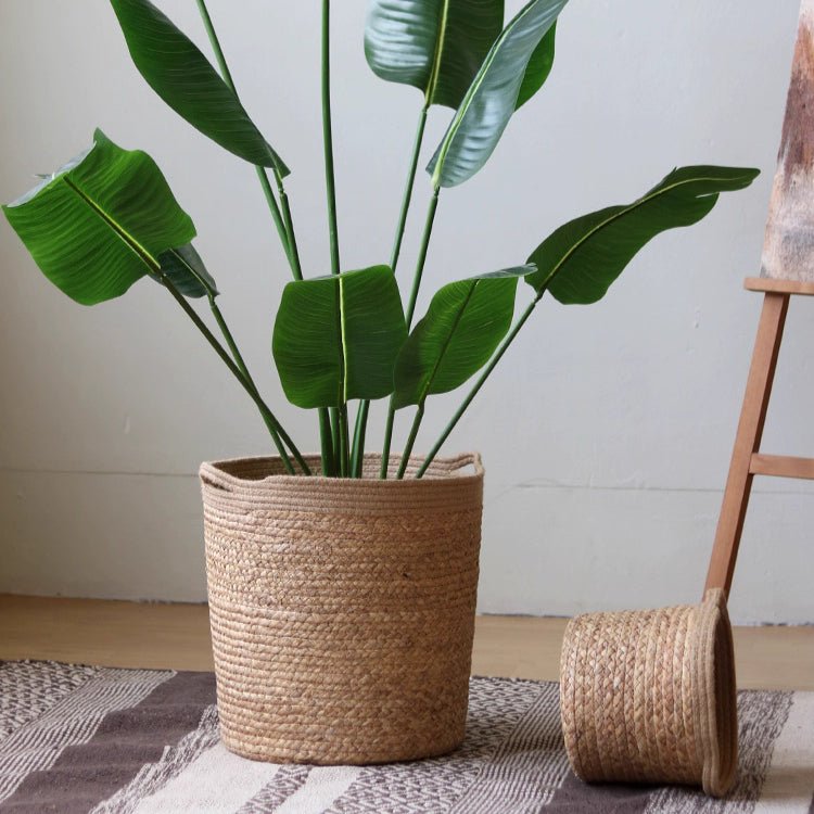 Natural Cylinder Storage And Planter Basket For Home Organization