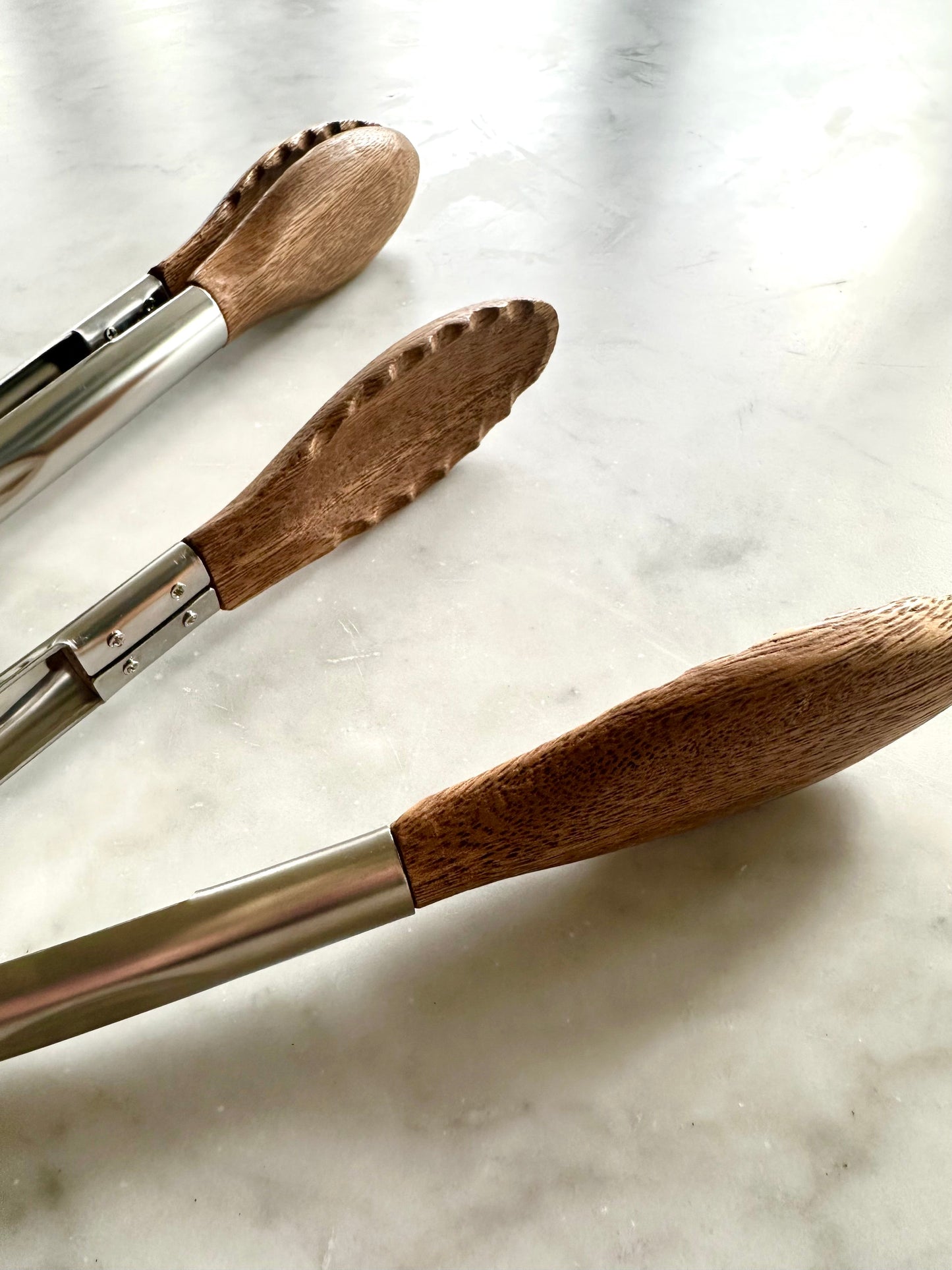 Carmel Acacia Wood Kitchen Tongs Set with Stainless Steel Handles