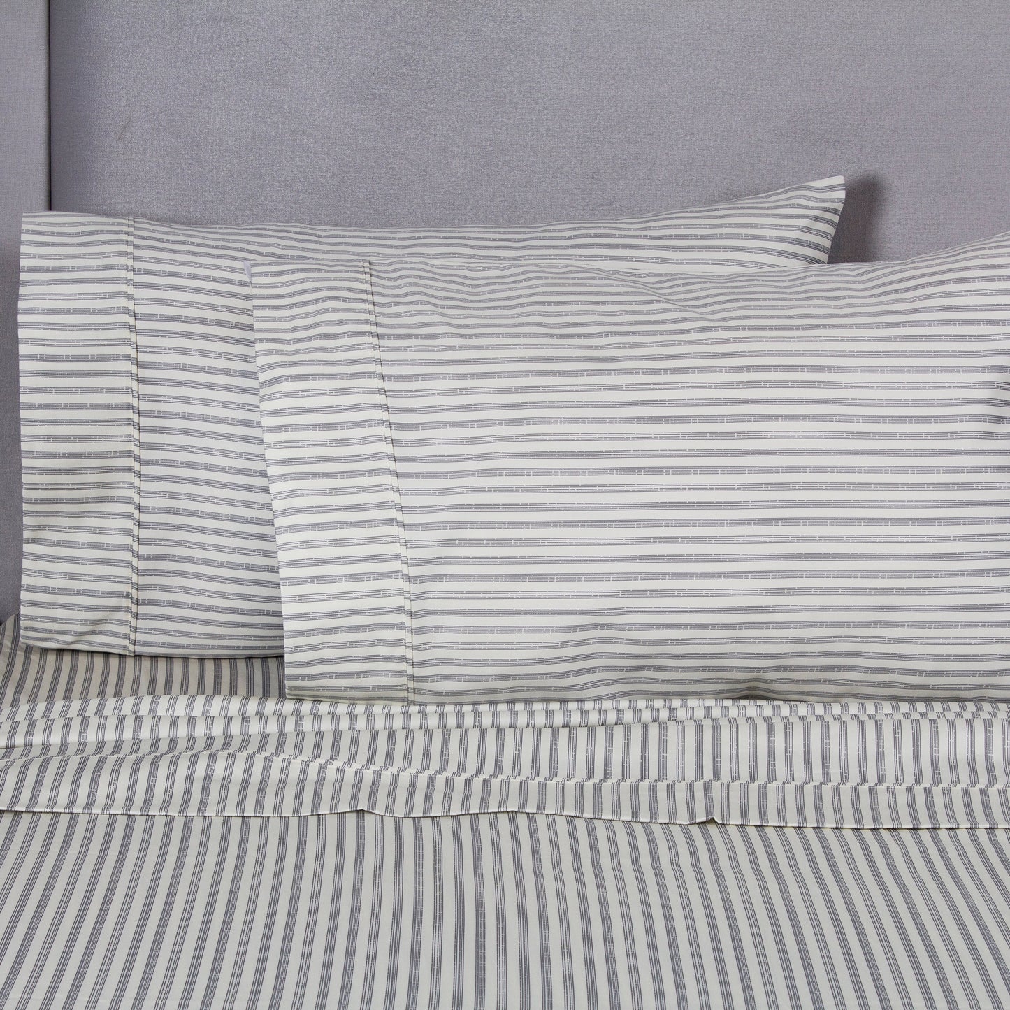 Bamboo Stripe Sheet Set In Cotton Sateen, Soft And Durable