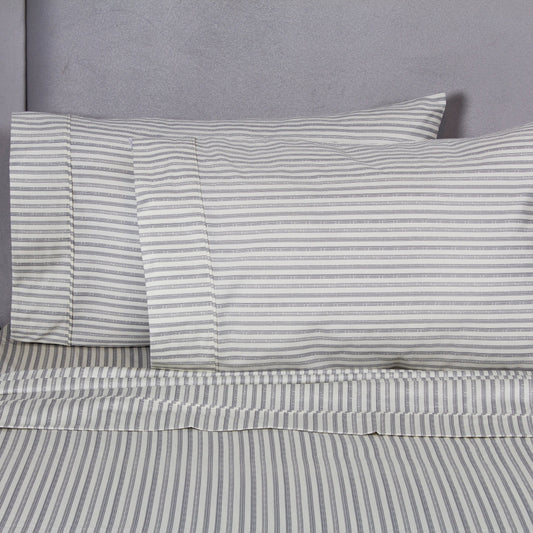 Bamboo Stripe Sheet Set In Cotton Sateen, Soft And Durable