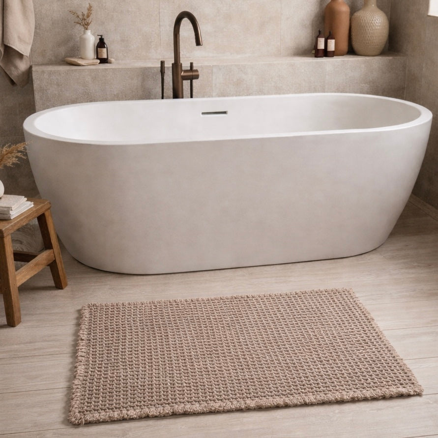 Siena Handwoven Bath Mat With Soft Textured Waffle Weave
