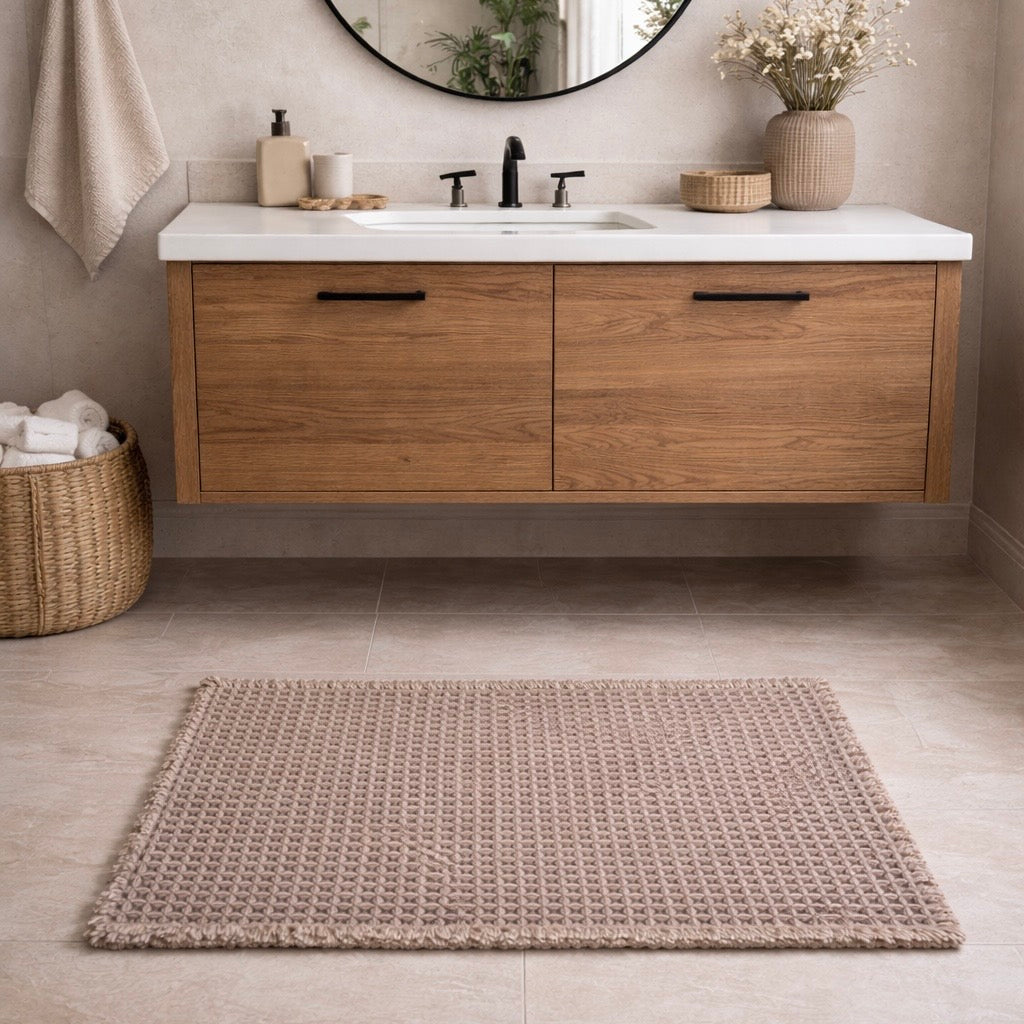 Siena Handwoven Bath Mat With Soft Textured Waffle Weave