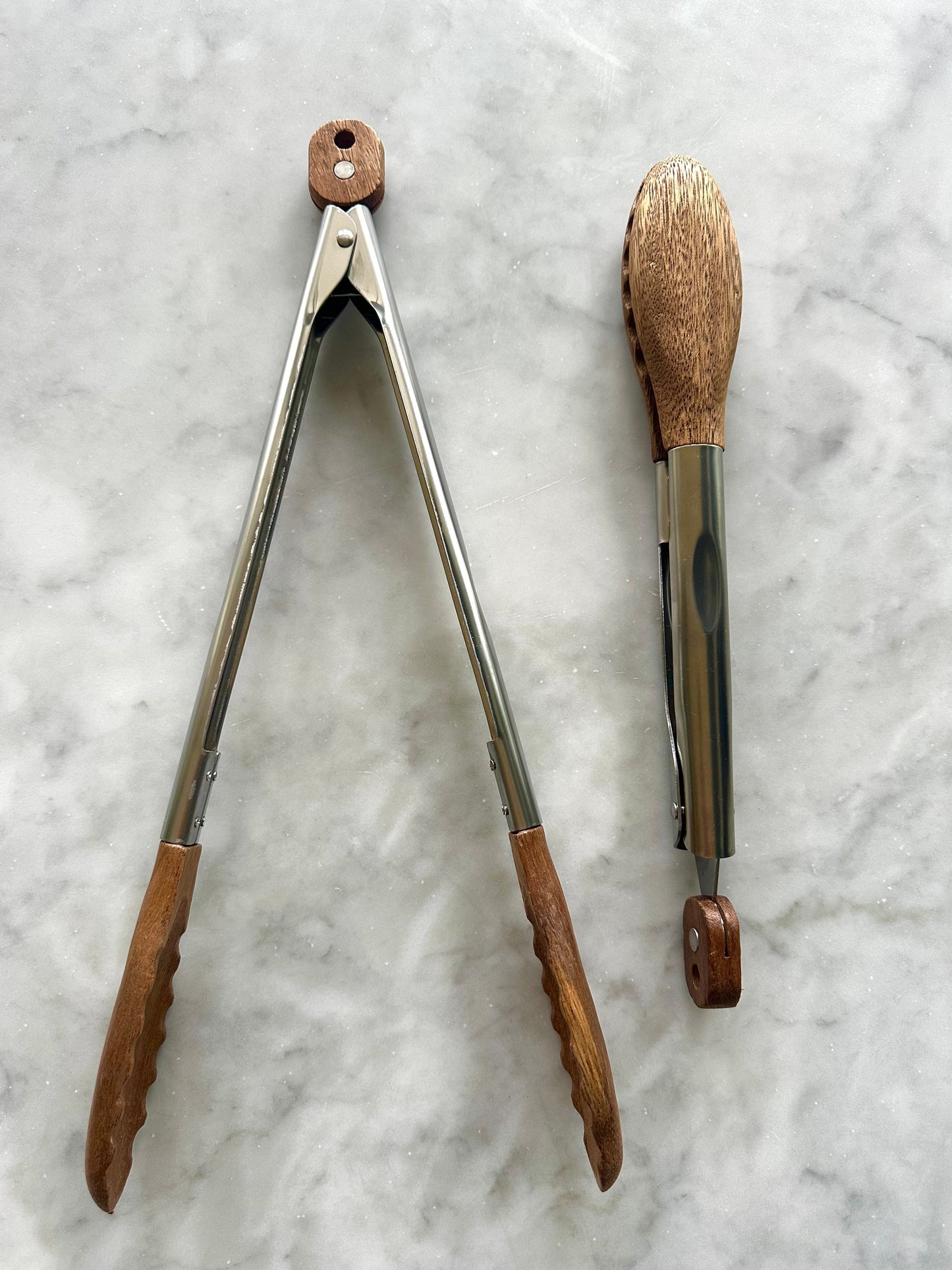 Carmel Acacia Wood Kitchen Tongs Set with Stainless Steel Handles