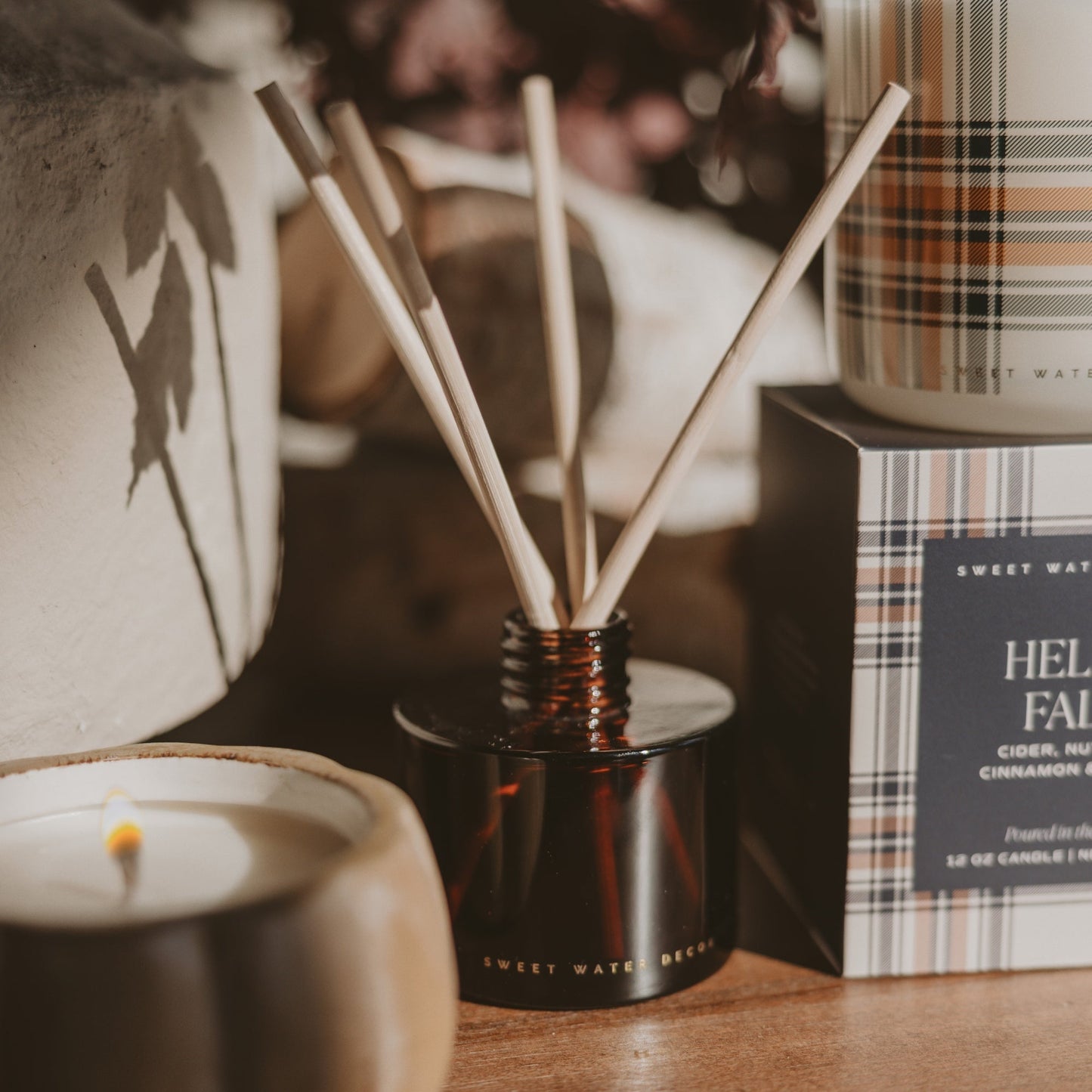Warm and Cozy Amber Tinted Glass Jar Reed Diffuser