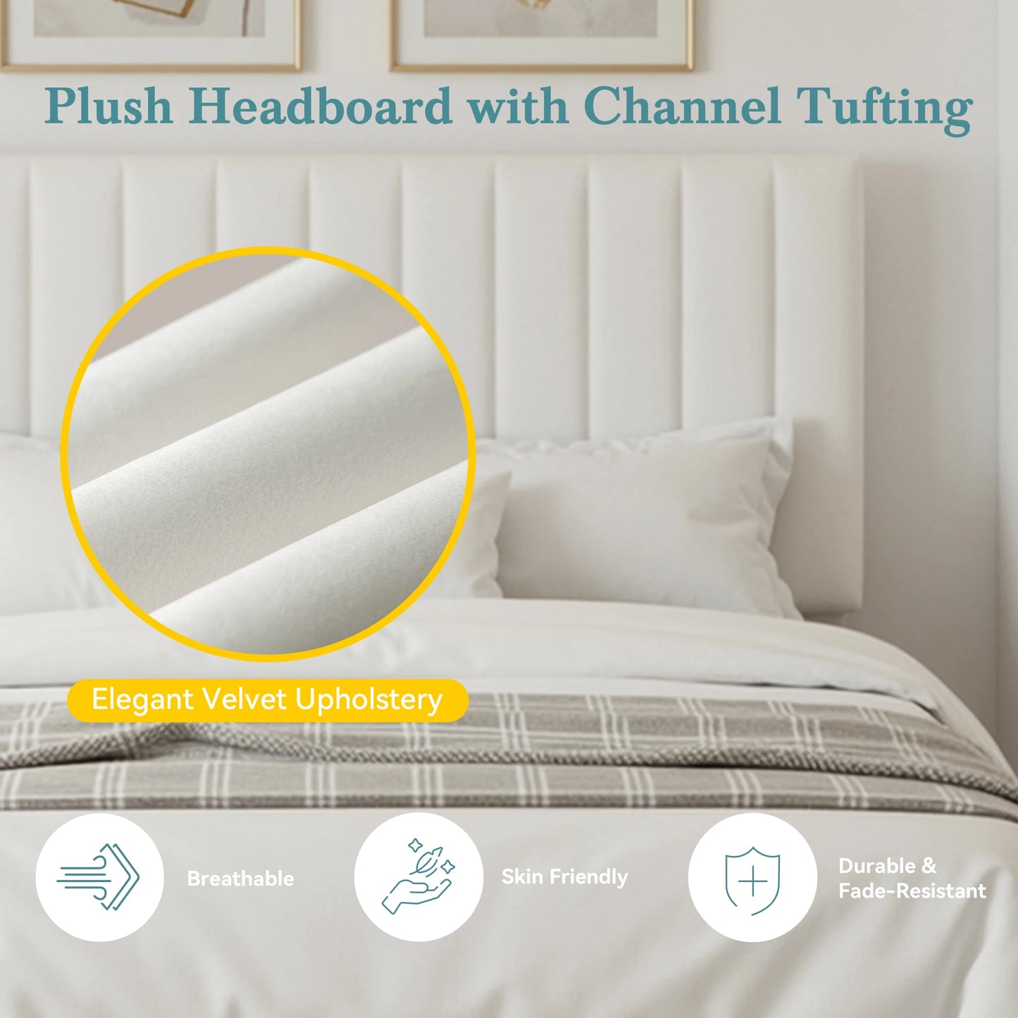 HOOMIC Velvet Storage Bed Frame with Adjustable Headboard and Drawers