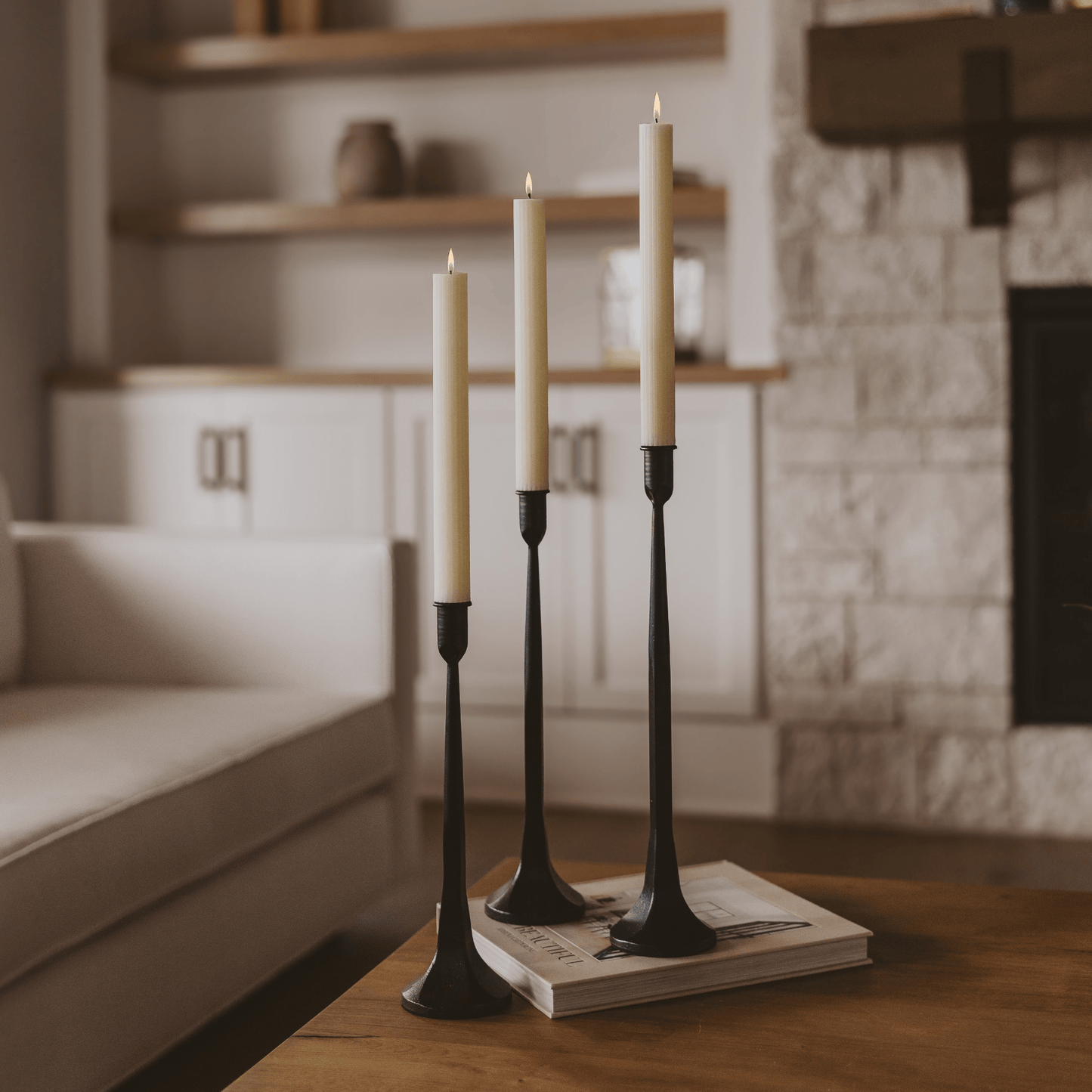 Black Cast Iron Taper Candle Holders