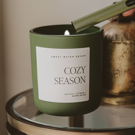 Cozy Season Soy Candle - Olive Matte Jar - 15 oz