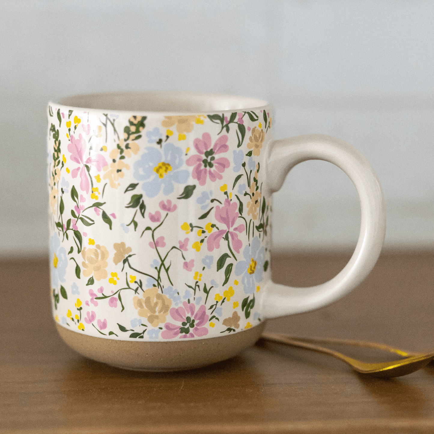 Floral 14 oz Stoneware Coffee Mug