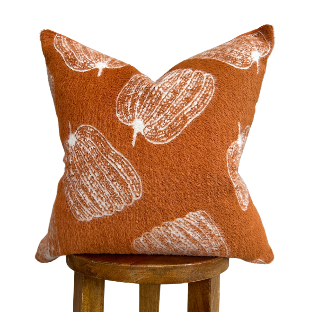 Autumn Pumpkin Pillow Cover Chenille With Printed Pumpkins