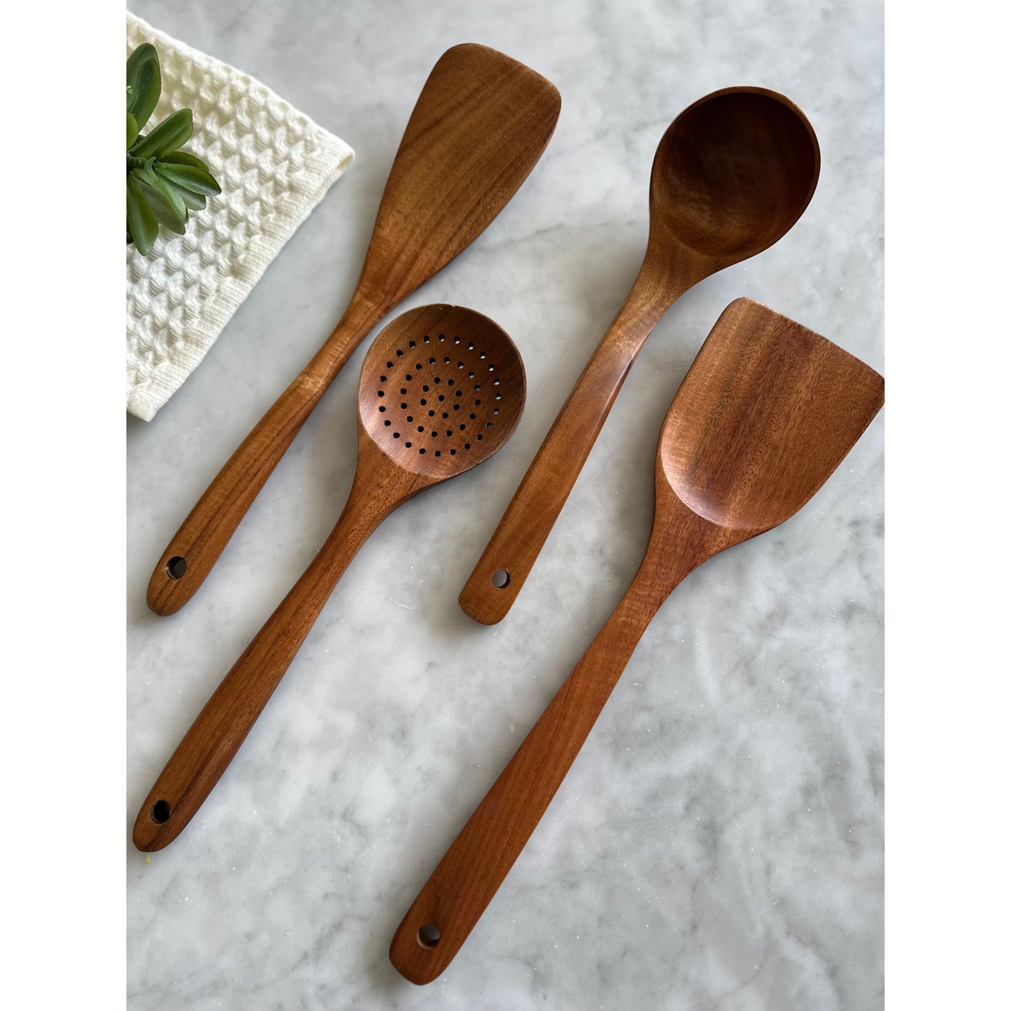 Nosara Teak Wood Kitchen Utensil Set Natural Wooden Cooking Tools