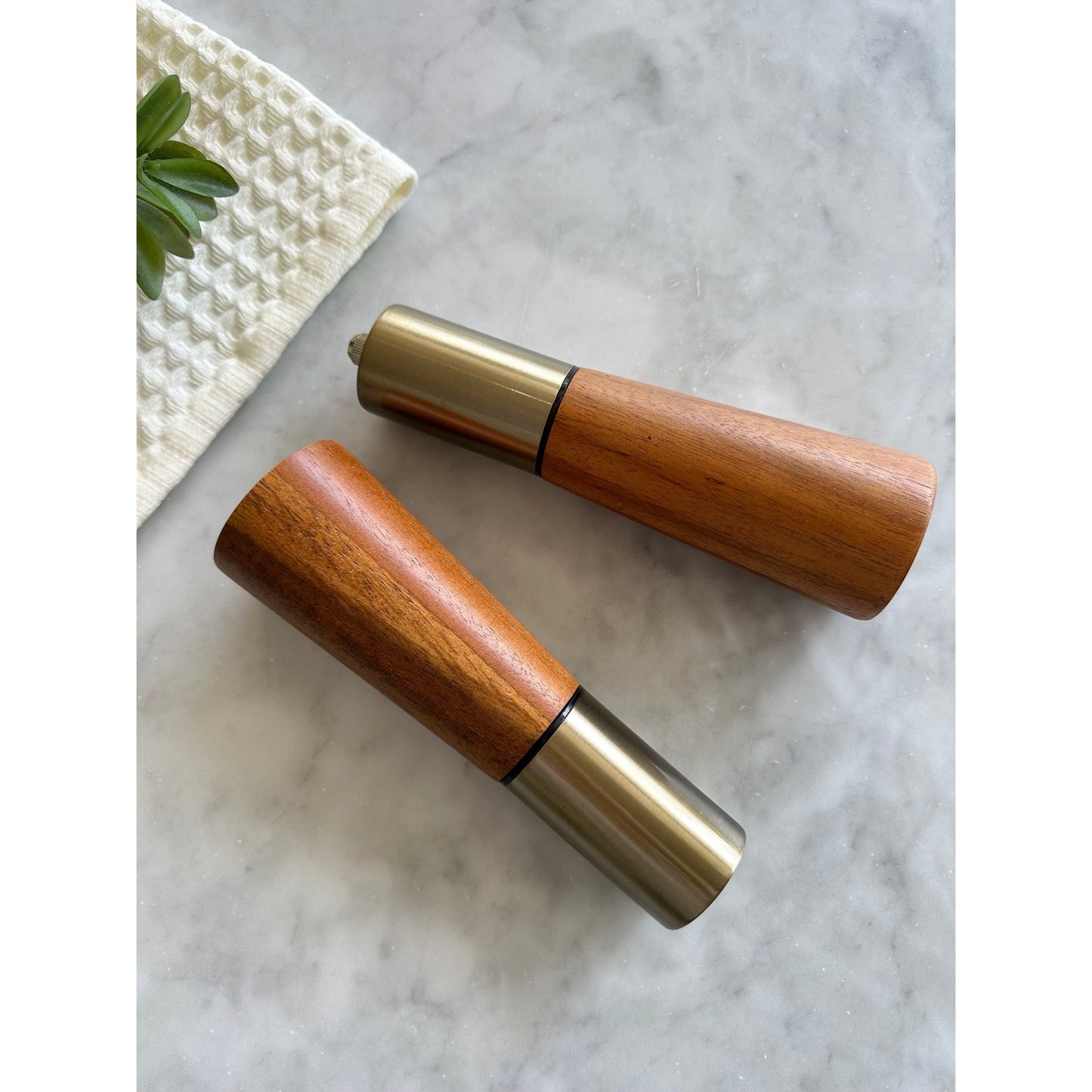 Portofino Acacia Salt And Pepper Grinders Modern Wooden Kitchen Set