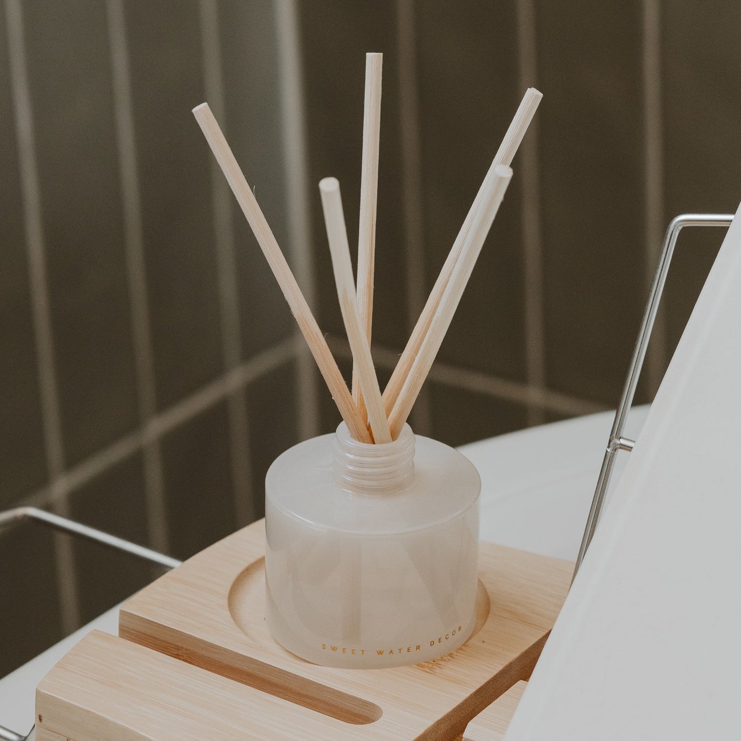 Salt and Sea White Translucent Tinted Glass Jar Reed Diffuser