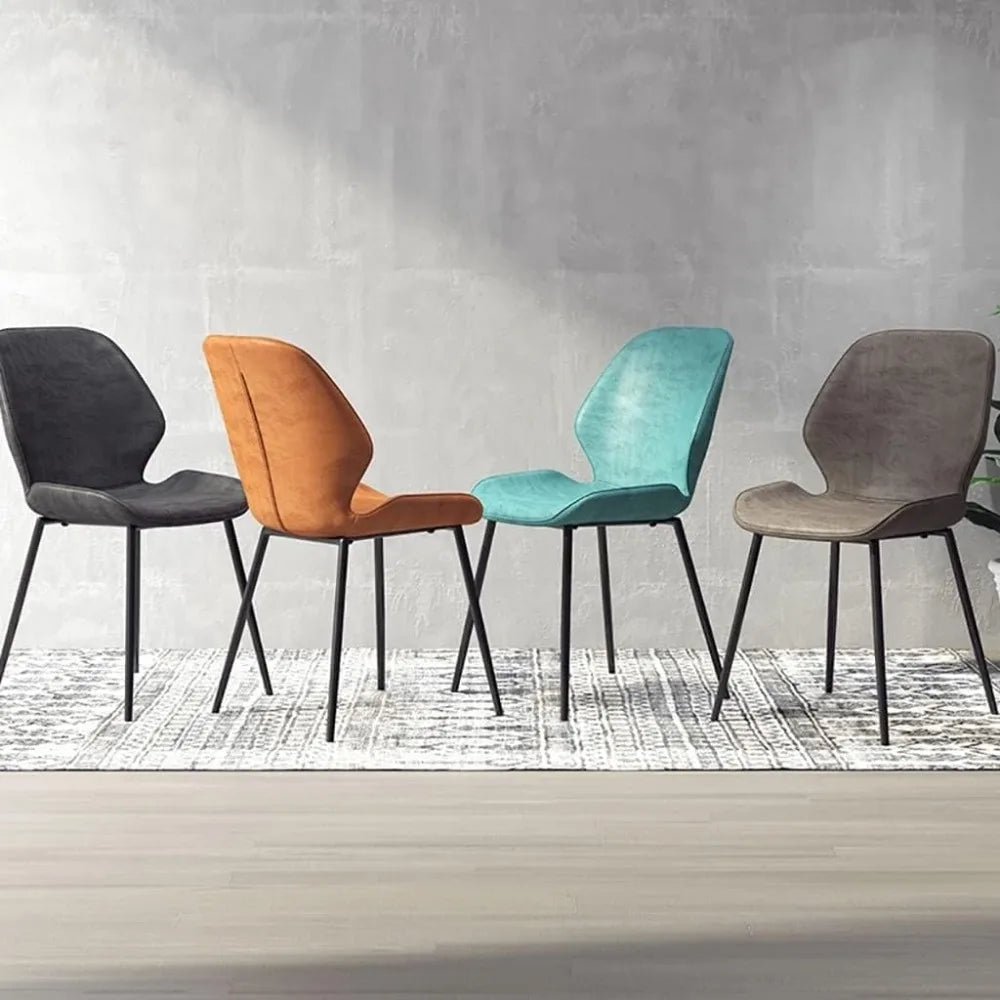 Set Of 2 PU Cushioned Back Dining Chairs European Style