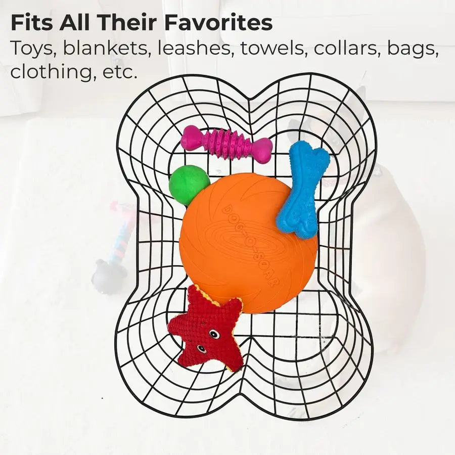 Bone Shaped Indestructible Dog Toy Basket Storage Organizer