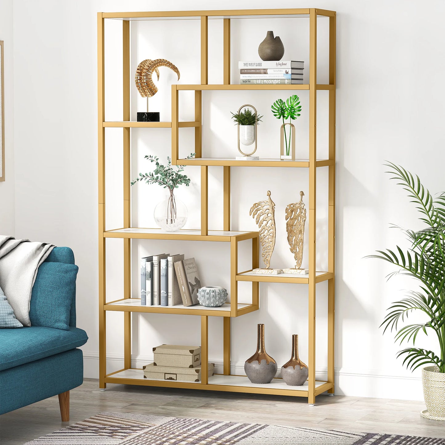 Tribesigns Modern Bookshelf Etagere Display Shelf