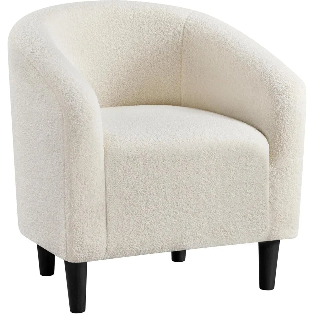 Boucle Barrel Chair With Sherpa Upholstery For Living Room