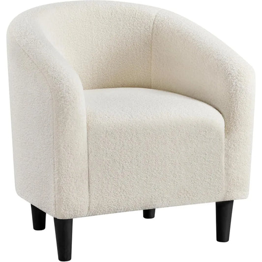 Boucle Barrel Chair With Sherpa Upholstery For Living Room