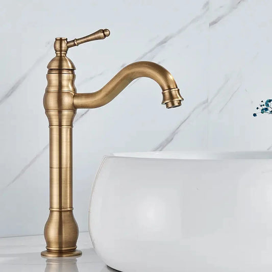MYQualife Deck Mounted Bathroom Basin Faucet Hot and Cold Mixer