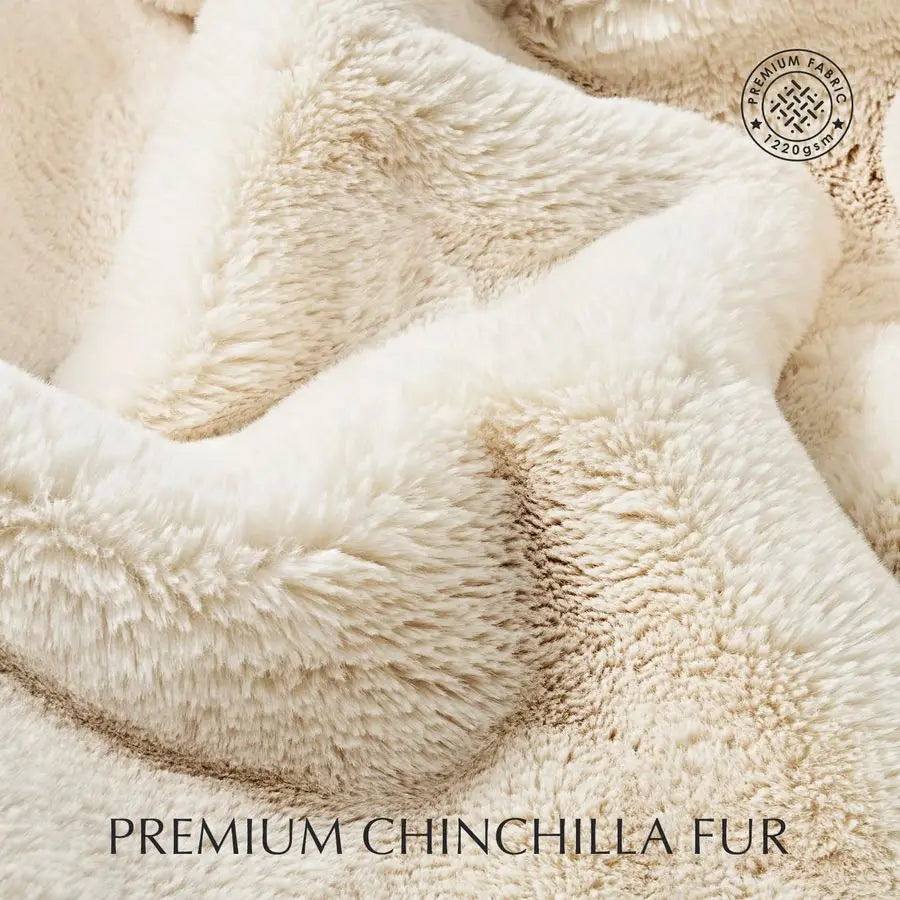 Ultimate Faux Fur Throw Blanket Plush Chinchilla For Sofa Bed