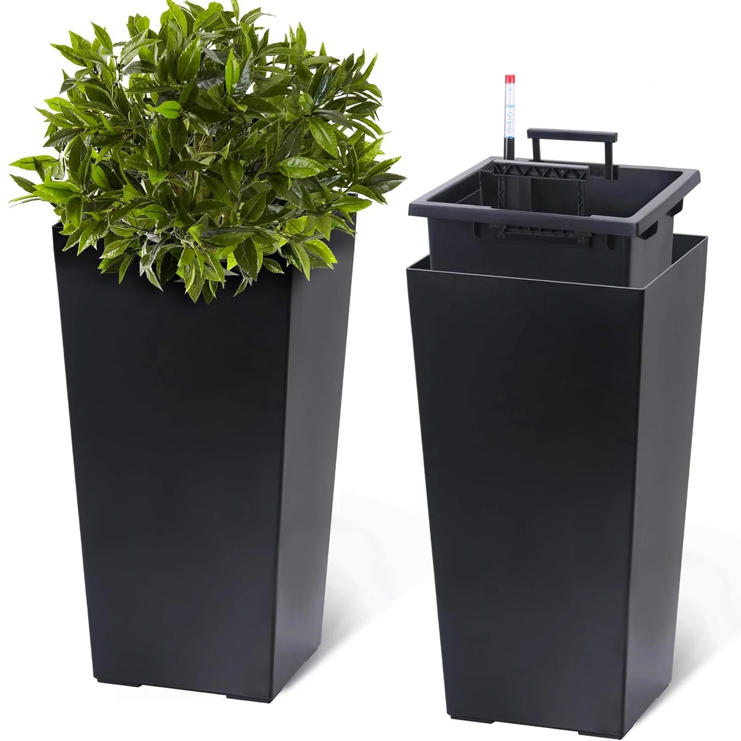 HobbyLane Tall Planter With Shelf Insert Plastic For Indoor Outdoor