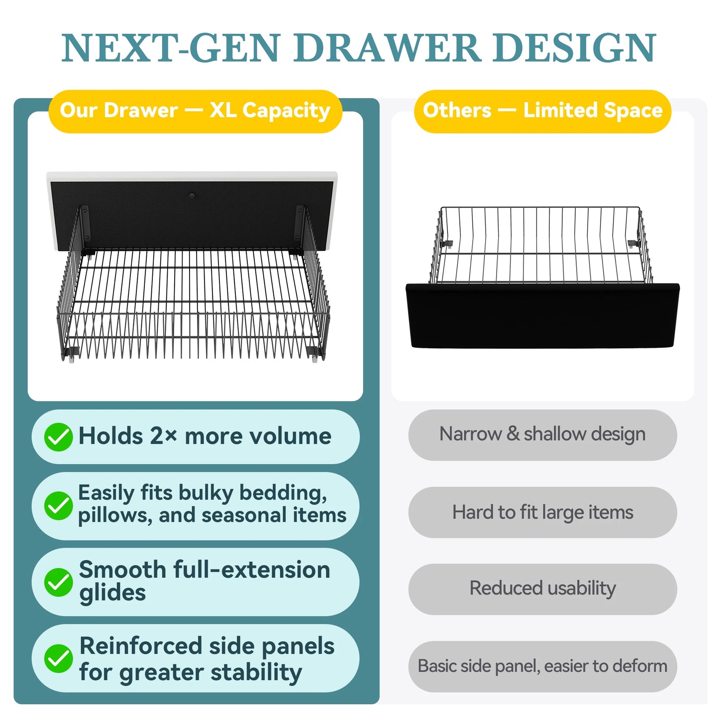 HOOMIC Velvet Storage Bed Frame with Adjustable Headboard and Drawers