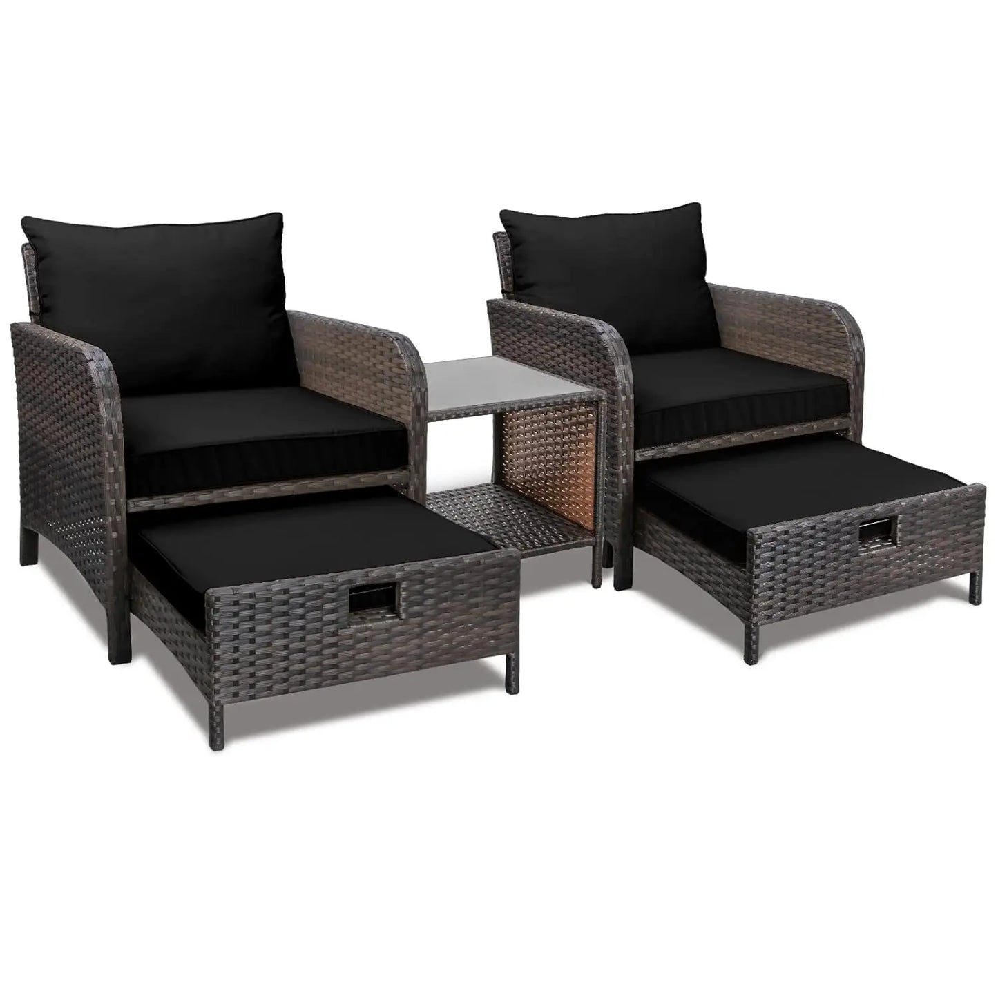 Balcony Patio Conversation Set In Rattan Wicker Outdoor Cushions