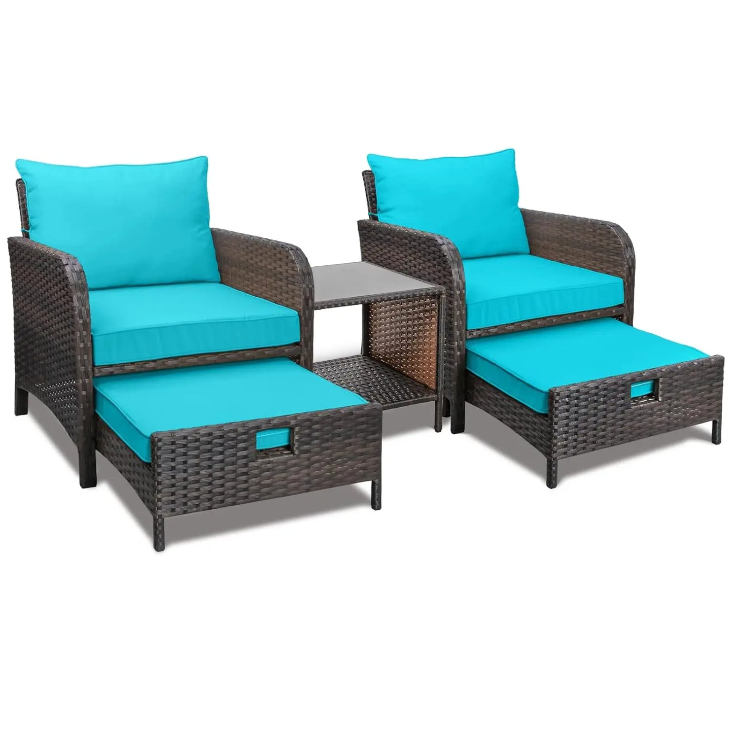 Balcony Patio Conversation Set In Rattan Wicker Outdoor Cushions