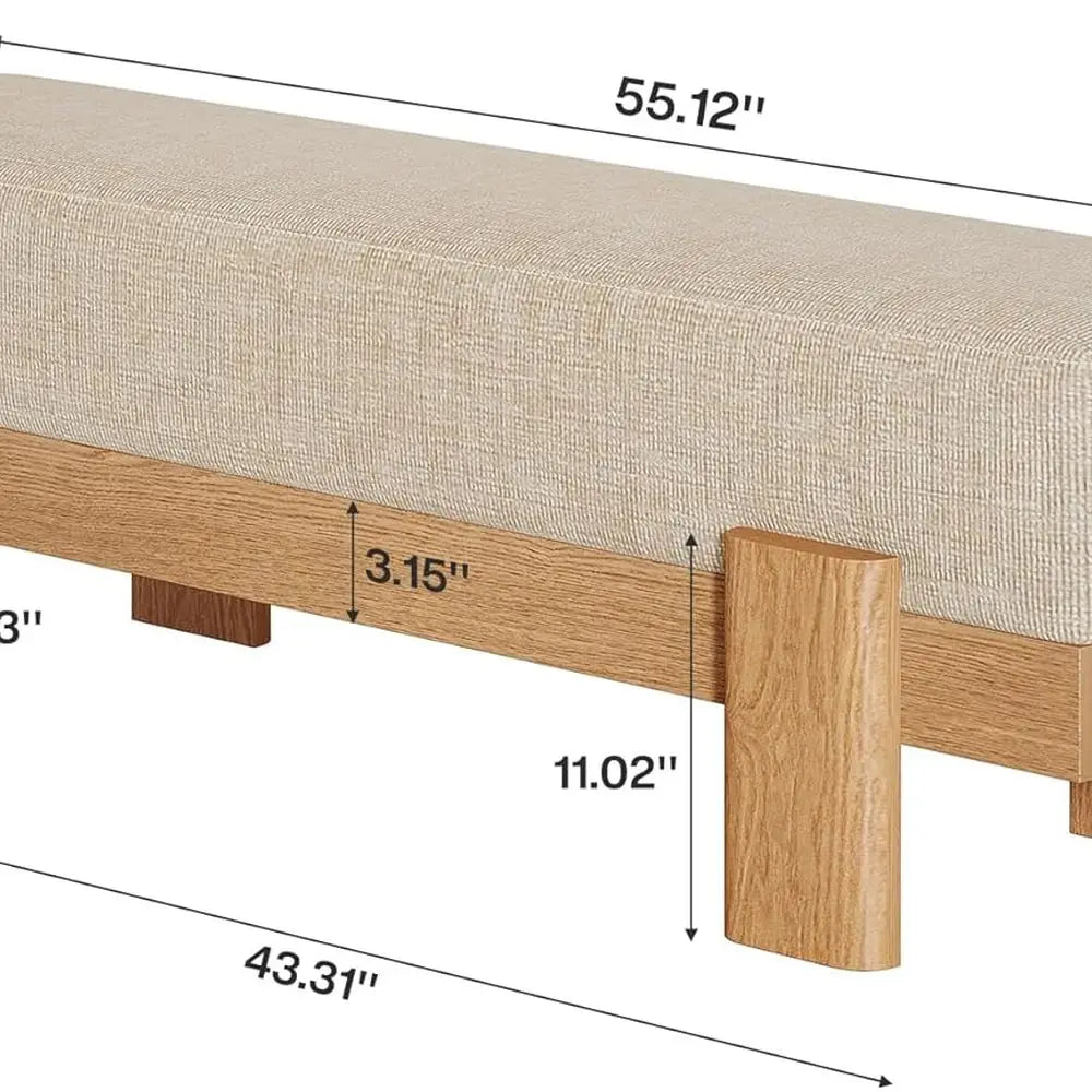 LuxeMerge Upholstered Dining Bench With Fabric Padded Seat MDF Frame