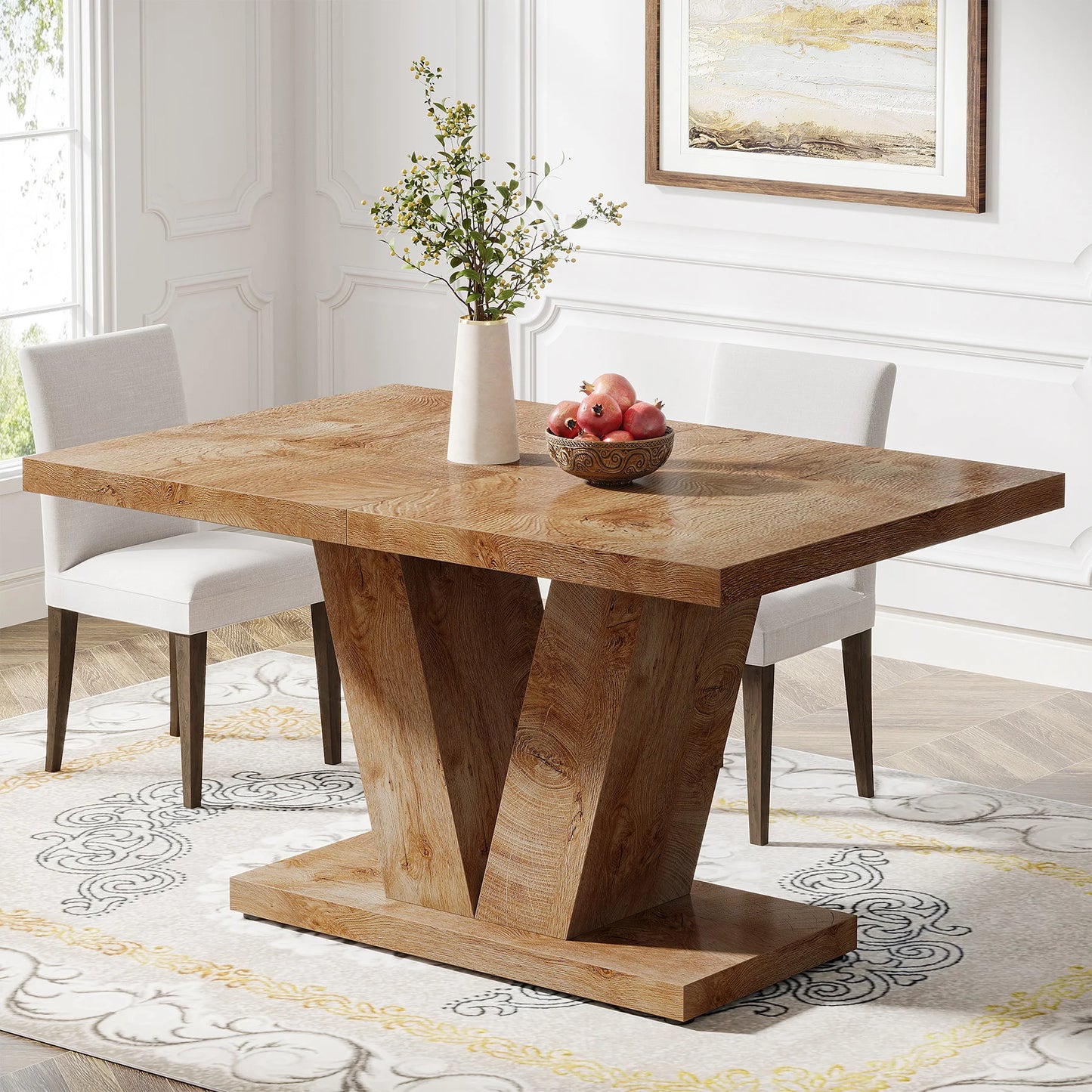 Tribesigns Dining Table For 4-6 With Heavy Duty Pedestal Wood