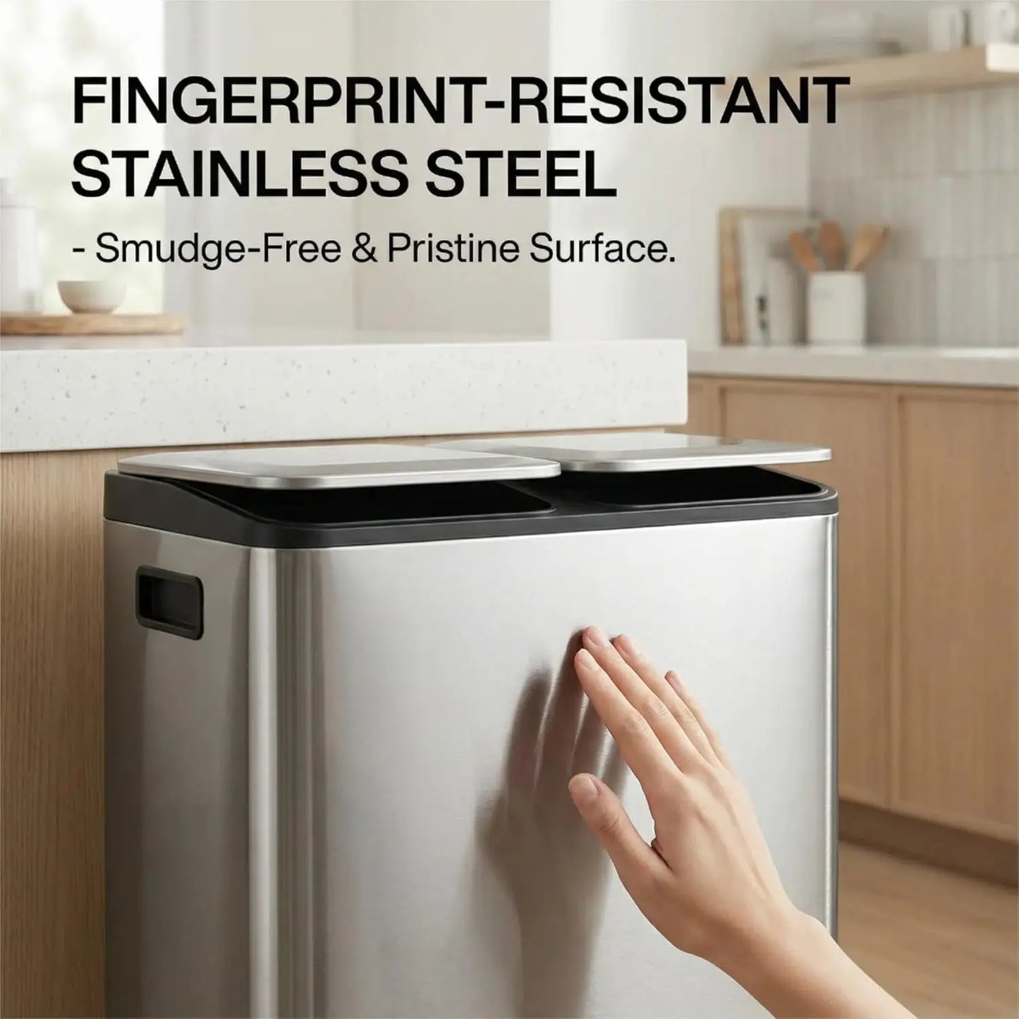 TWISTER Stainless Steel Dual Trash Can With Lid And Pedal
