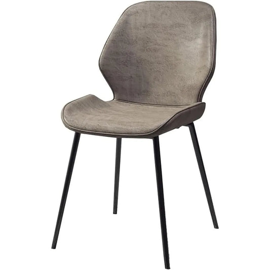 Set Of 2 PU Cushioned Back Dining Chairs European Style