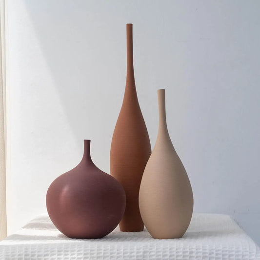 Set of 3 Modern Ceramic Vases Farmhouse Minimalist Centerpieces