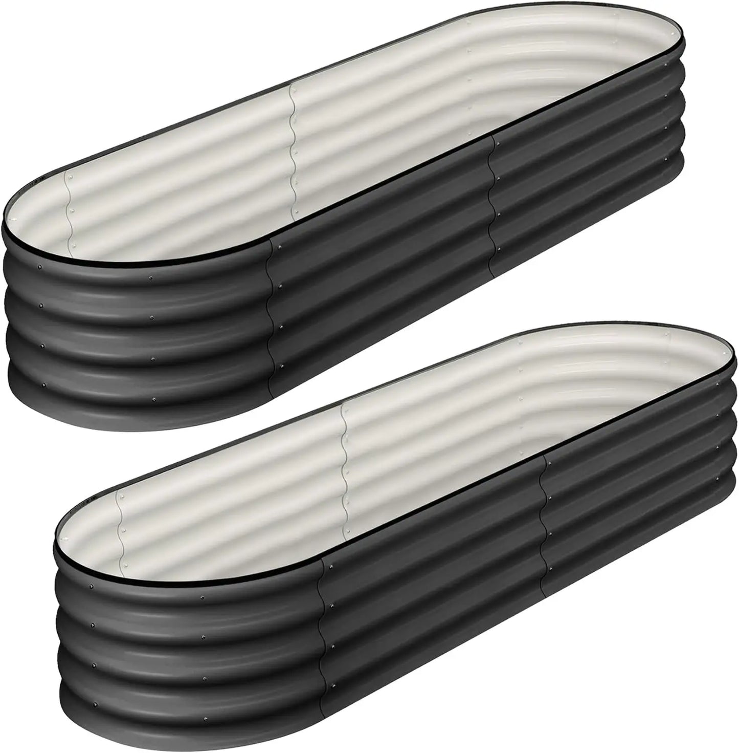 HiMISS Oval Galvanized Raised Garden Bed Pair Outdoor