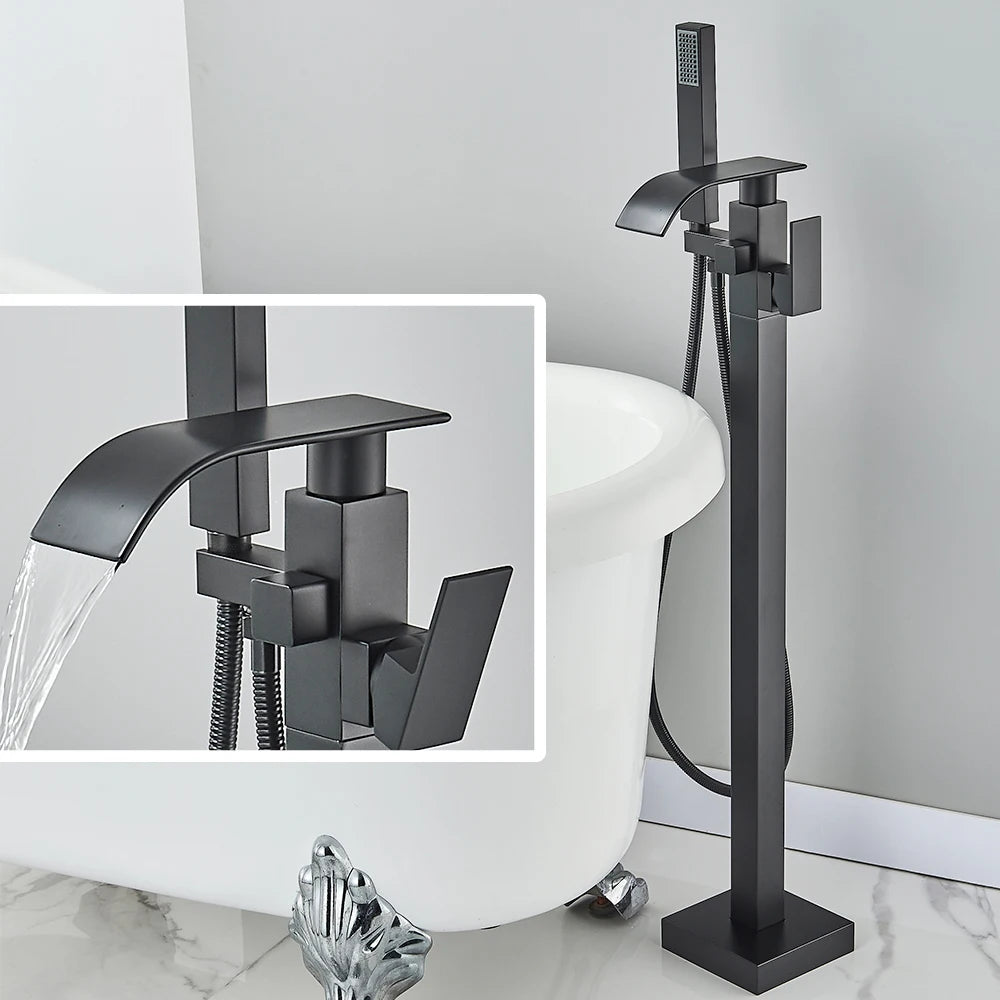 Quyanre Floor Standing Tub Faucet With Hand Shower