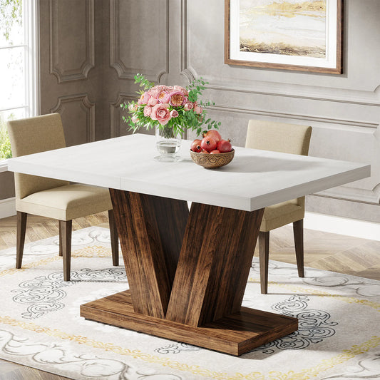 Tribesigns Dining Table For 4-6 With Heavy Duty Pedestal Wood