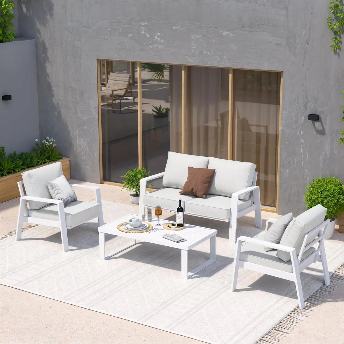 Aluminum Outdoor Patio Furniture Set Sectional With Coffee Table