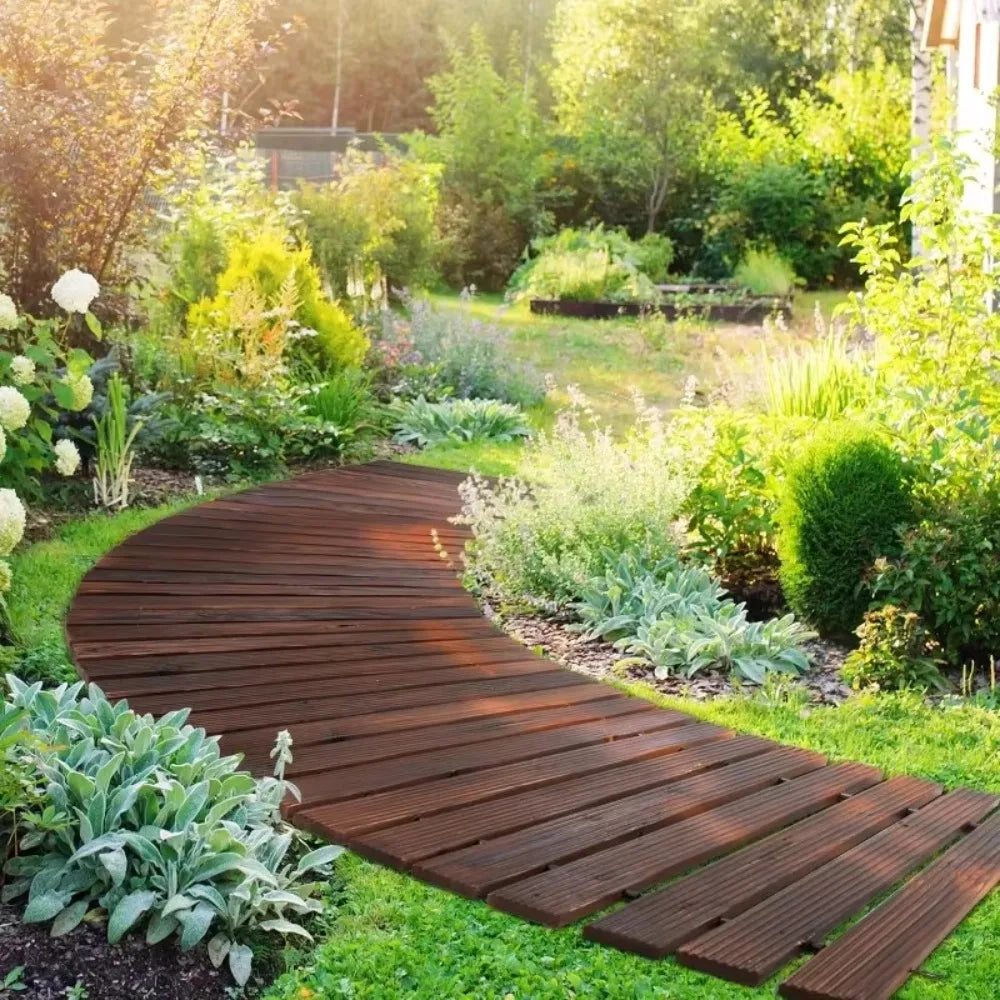 Outdoor Wooden Walkway Roll Out Flooring For Patio Garden Decor