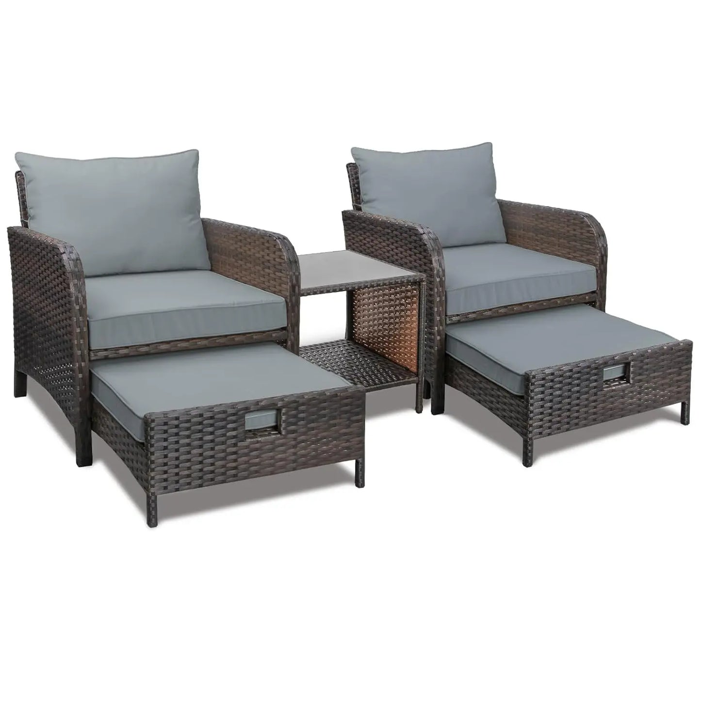 Balcony Patio Conversation Set In Rattan Wicker Outdoor Cushions