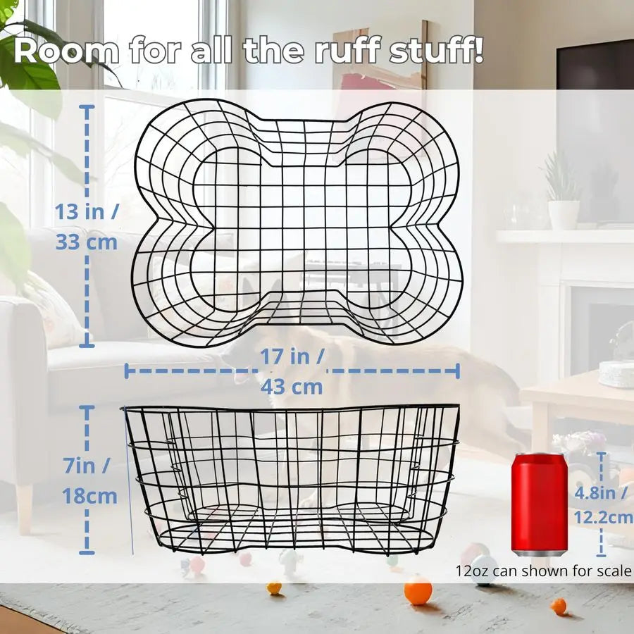 Bone Shaped Indestructible Dog Toy Basket Storage Organizer