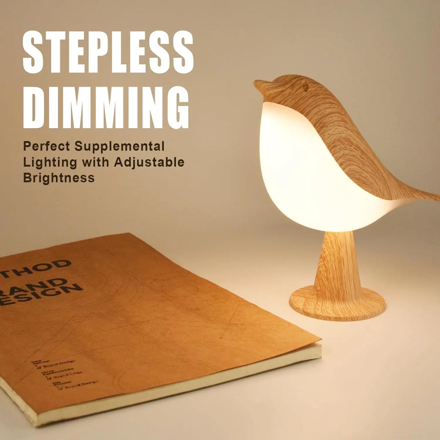 LED Touch Control Bird Lamp Art Deco Dimmable With USB C Rechargeable